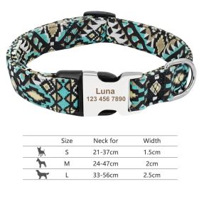 Adjustable Nylon Dog Collar Personalized Dogs Cat ID (Option: 019Black-L)