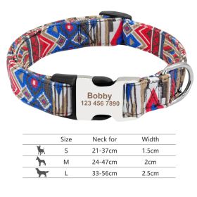 Adjustable Nylon Dog Collar Personalized Dogs Cat ID (Option: 019DBlue-L)