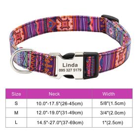 Adjustable Nylon Dog Collar Personalized Dogs Cat ID (Option: 030Orange-M)