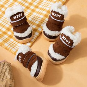 Autumn And Winter Pet Cotton Shoes Thickened Cotton Padded (Option: Warm Brown-No 1)