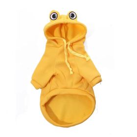 Frog Dog Small Medium Sweater Fleece Clothes Pet Products (Option: Yellow-M)