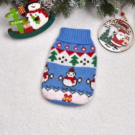 Autumn And Winter Puppy Thickened Pet Clothes Clothing (Option: Blue Snowman-No 6)