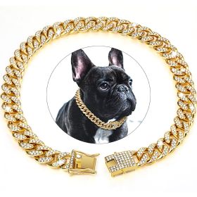 Dog Chain Crystal Artificial Diamondoid Dog Collar Walking Metal Chain Collar With Secure Buckle (Color: Rose Gold, size: 5XL)