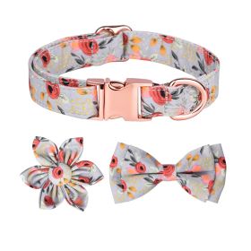 1pc Adjustable Soft Dog Collar With Print Flower Multicolor Cute Patterns (Color: Matcha Color, size: L)