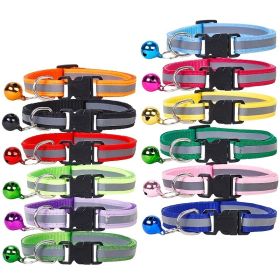 Nylon Collar Reflective With Small Bell For Dog & Cat; Dog Collar; Adjustable dog collar (Color: Fluorescent Green, size: Adjustment)