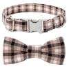 Plaid Dog Collar with Bow Pet Gift Adjustable Soft and Comfy Bowtie Collars for Small Medium Large Dogs