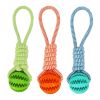 Dog Toys Treat Balls Interactive Hemp Rope Rubber Leaking Balls For Small Dogs Chewing Bite Resistant Toys Pet Tooth Cleaning Bite Resistant Toy Ball