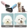 Grooming Brush For Pet Dog Cat Deshedding Tool Rake Comb Fur Remover Reduce 2-Side Dematting Tool For Dogs Cats Pets Grooming Brush Double Sided Shedd