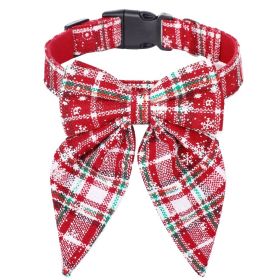 Pet Collar Bow Tie Christmas Dog (Option: Red And White Snowflake-S)