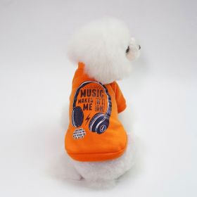 Dog Winter Pet Clothes Brushed Hoody (Option: Music Sweater Orange-XL)