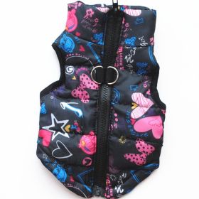 Fashion Personalized Puppy Cotton-padded Jacket Vest (Option: Black Background Cartoon-S)