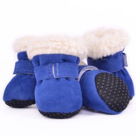 Fashion Simple Waterproof Warm Dog Shoes (Option: Blue-M)