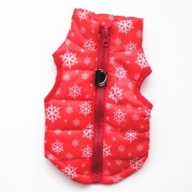 Fashion Personalized Puppy Cotton-padded Jacket Vest (Option: Christmas Red Snowflake-M)