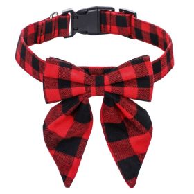 Pet Collar Bow Tie Christmas Dog (Option: Red And Black Plaid-L)