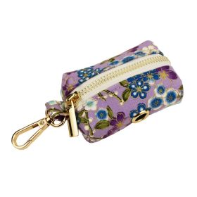 Purple And Wind Floral Dog Collar Hand Holding Rope Metal Bandana Bow Strap Out Shit Bag (Option: Dog Poop Bag-S)